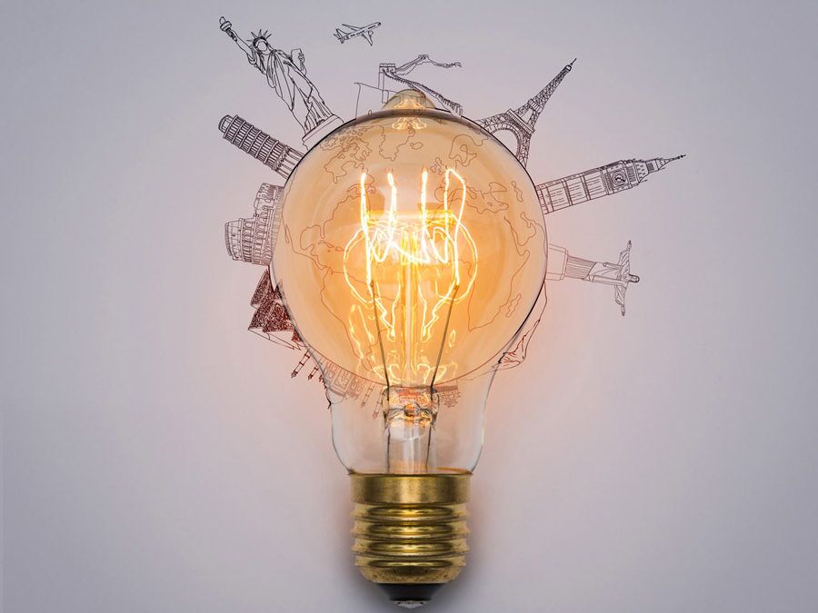 Bulb of World travel (Japan, France, Italy , New York, India, Egypt)